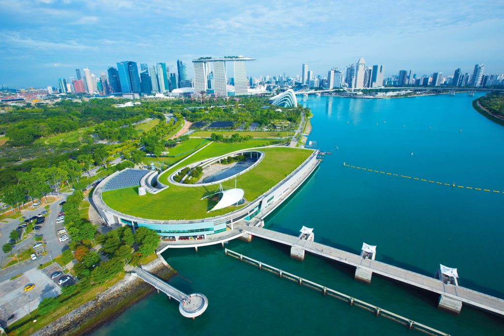 Aeriel view of the Marina Barrage
