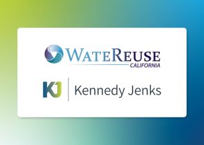 WateReuse and Kennedy Jenks logos on blue and green background
