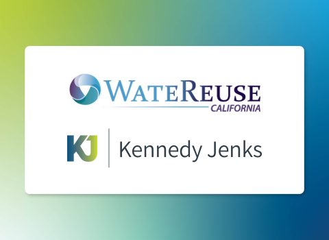 WateReuse and Kennedy Jenks logos on blue and green background