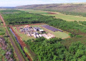 Aerial perspective of the Waimea Wastewater Treatment Plant