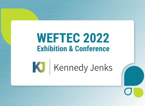 KJ and WEFTEC Logos on colorful background