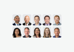 A photo collage depicting headshots of 10 KJ employees who have become Vice Presidents and Principals of the company.